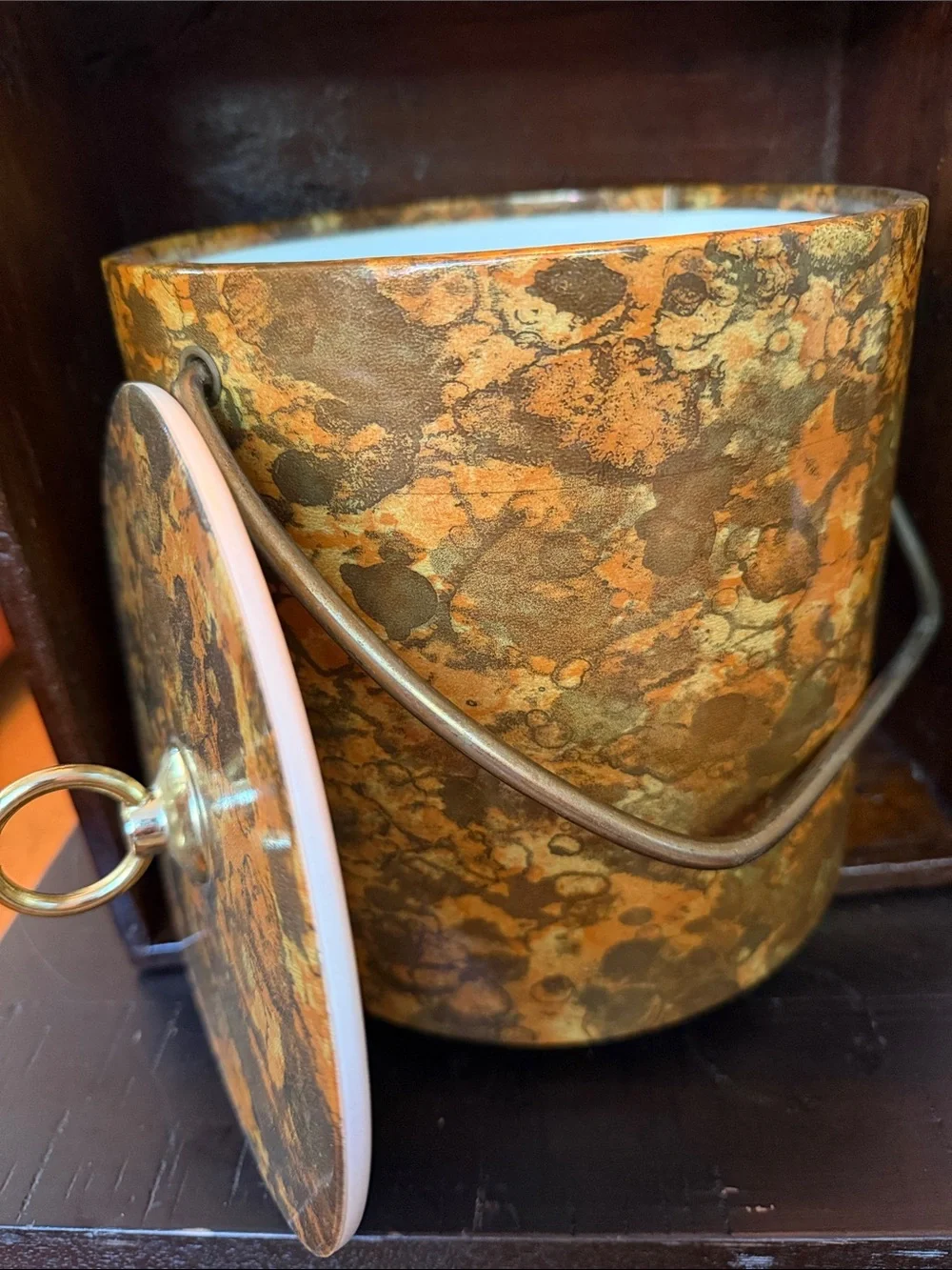 Vintage Mid Century Modern Wine cooler/Ice Bucket Orange and Brown